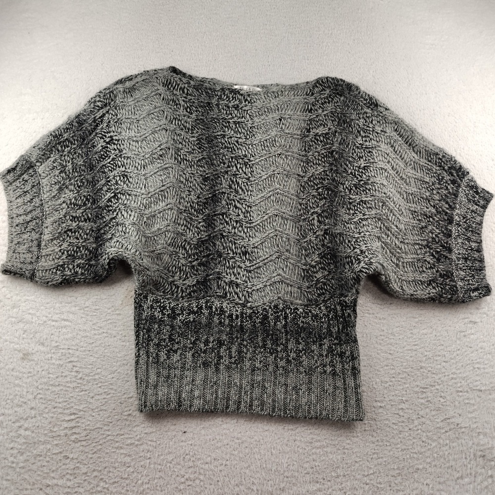 Lucy & Co Wool Alpaca Sweater 3D Poncho Style Gray Black Luxury SZ M/L